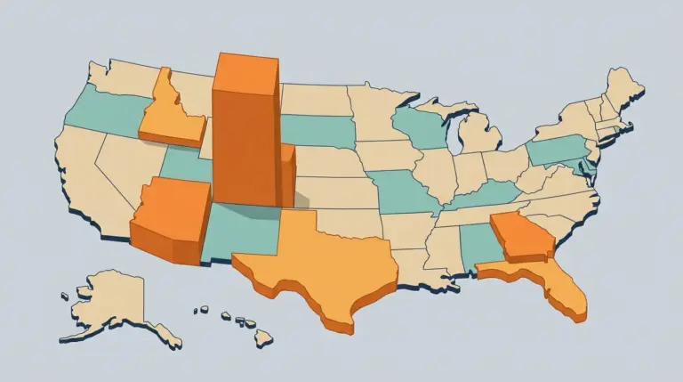 A map with the fastest-growing states extruded upward as raised blocks, height standing for growth