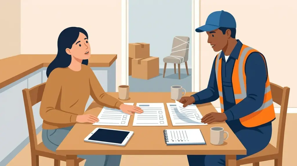 Three quotes compared across a kitchen table, the householder asking and the surveyor answering