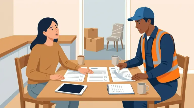 Three quotes compared across a kitchen table, the householder asking and the surveyor answering