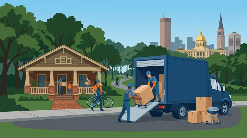 Illustrated guide to moving to Atlanta, showing housing, neighbourhoods, costs and arrival