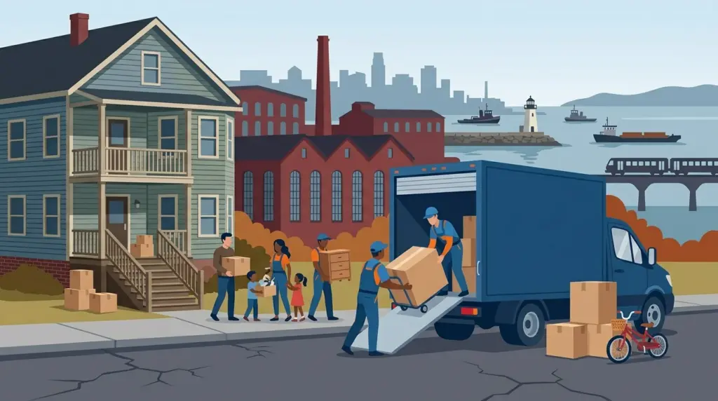 Illustrated guide to moving to Bridgeport, CT, showing housing, neighbourhoods, costs and arrival