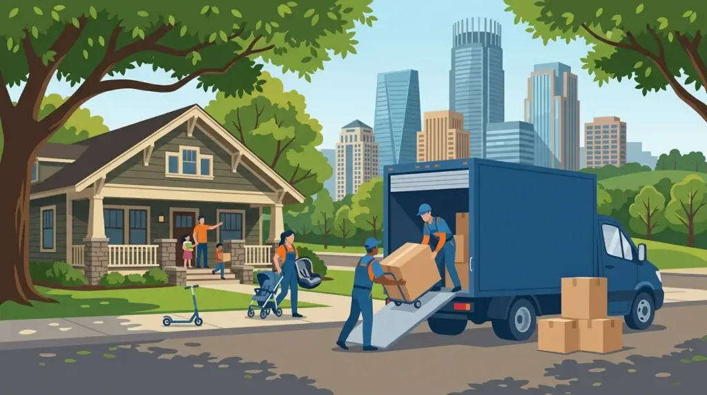 Illustrated guide to moving to Charlotte, showing housing, neighbourhoods, costs and arrival