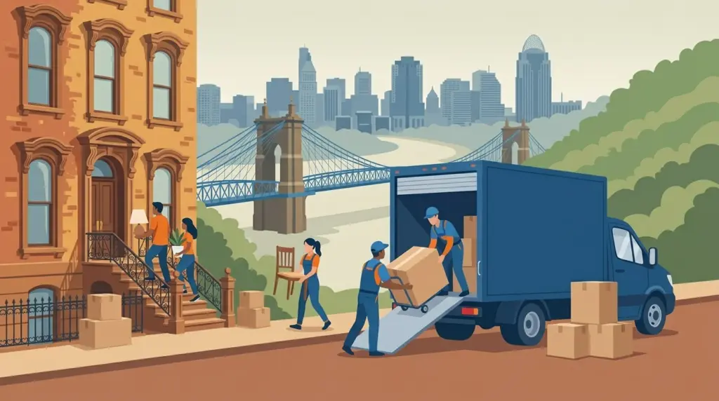 Illustrated guide to moving to Cincinnati, showing housing, neighbourhoods, costs and arrival