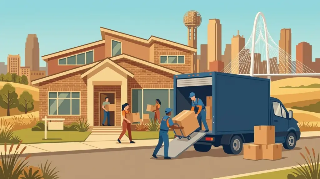 Illustrated guide to moving to Dallas, showing housing, neighbourhoods, costs and arrival