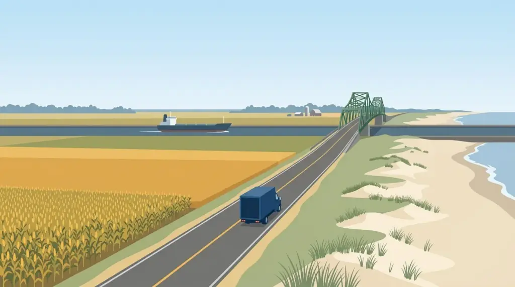 Illustrated guide to moving to Delaware, showing housing, neighbourhoods, costs and arrival
