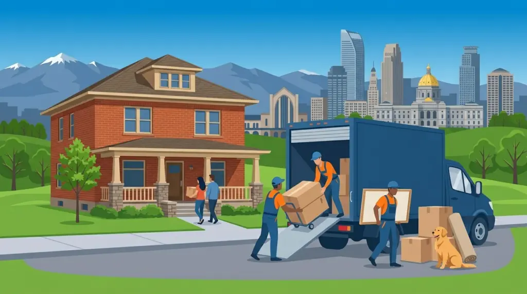 Illustrated guide to moving to Denver, showing housing, neighbourhoods, costs and arrival