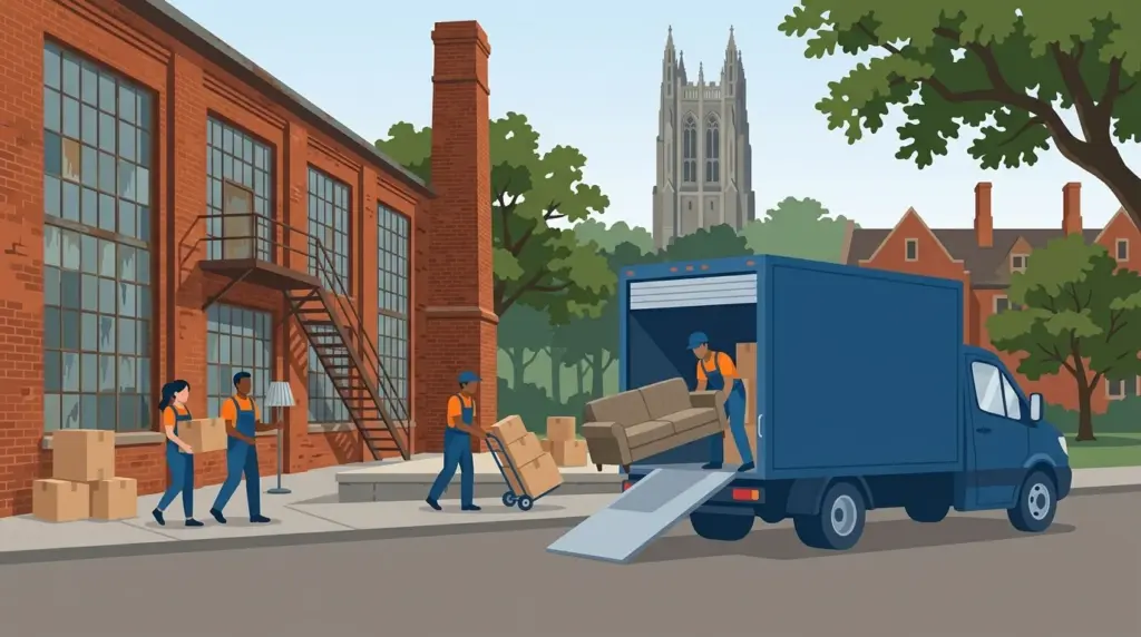Illustrated guide to moving to Durham, showing housing, neighbourhoods, costs and arrival