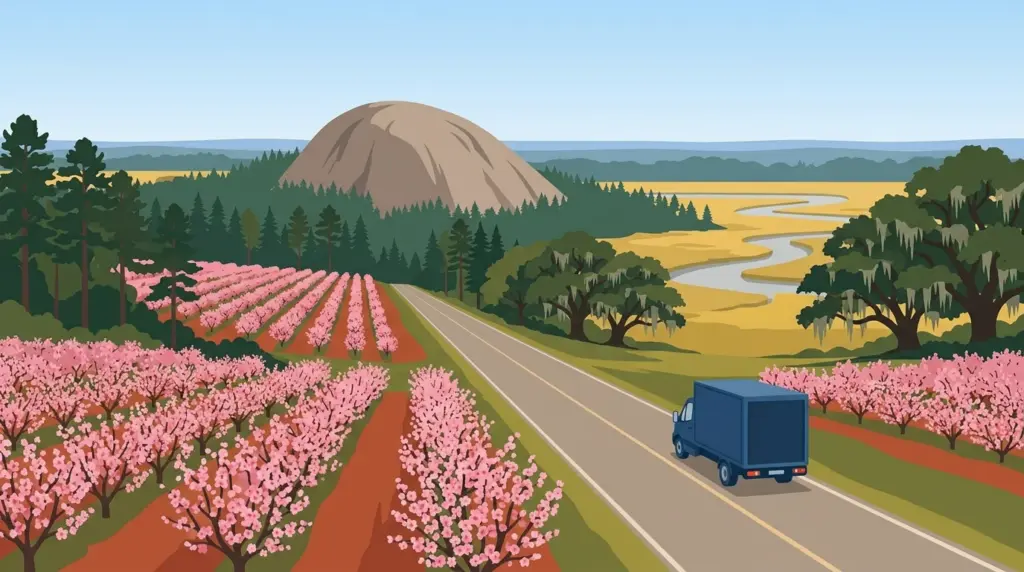 Illustrated guide to moving to Georgia, showing housing, neighbourhoods, costs and arrival