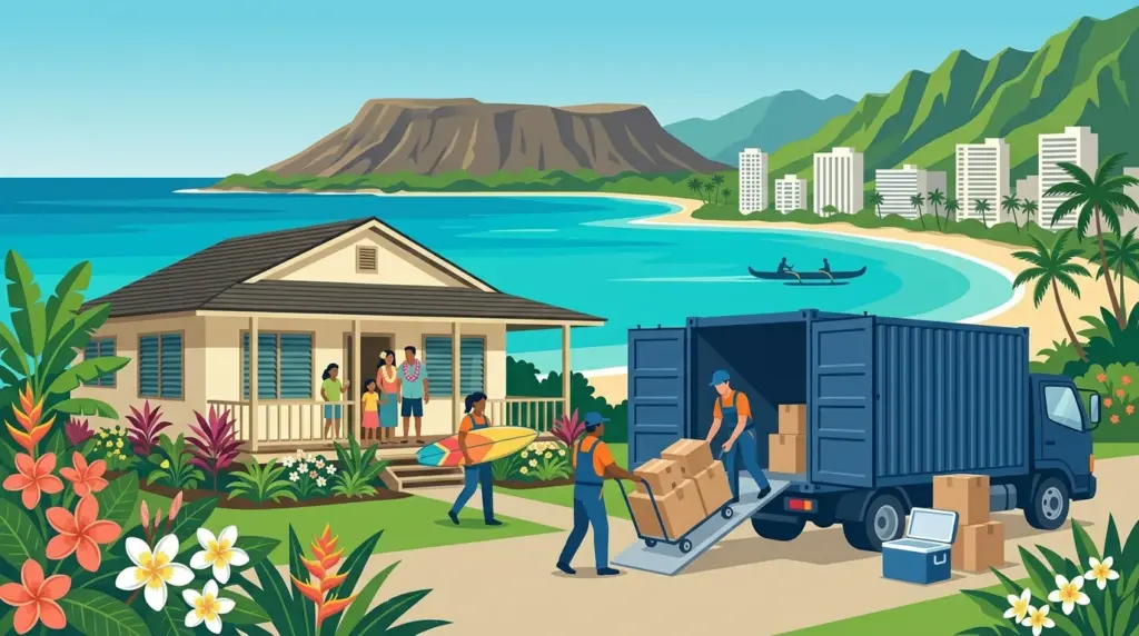 Illustrated guide to moving to Honolulu, showing housing, neighbourhoods, costs and arrival