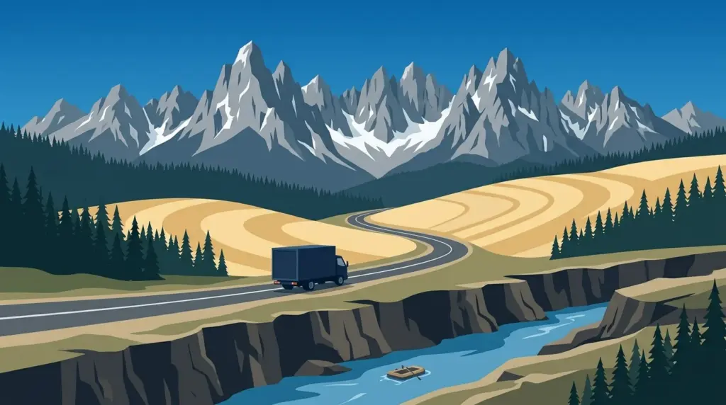 Illustrated guide to moving to Idaho, showing housing, neighbourhoods, costs and arrival
