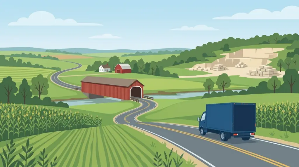 Illustrated guide to moving to Indiana, showing housing, neighbourhoods, costs and arrival
