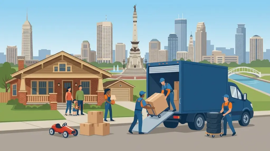 Illustrated guide to moving to Indianapolis, showing housing, neighbourhoods, costs and arrival