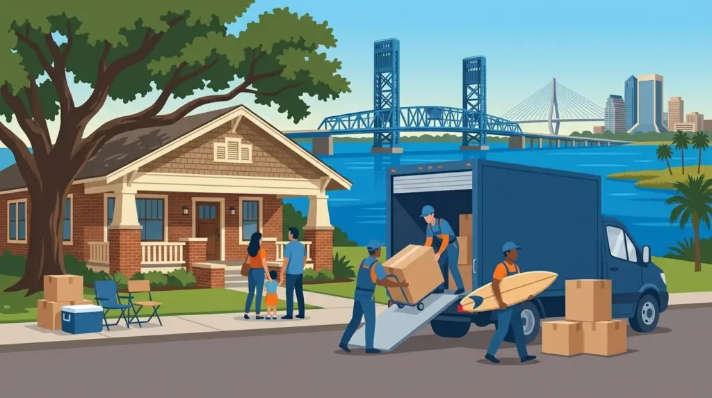 Illustrated guide to moving to Jacksonville, showing housing, neighbourhoods, costs and arrival