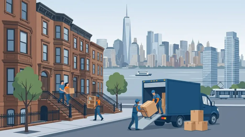 Illustrated guide to moving to Jersey City, showing housing, neighbourhoods, costs and arrival