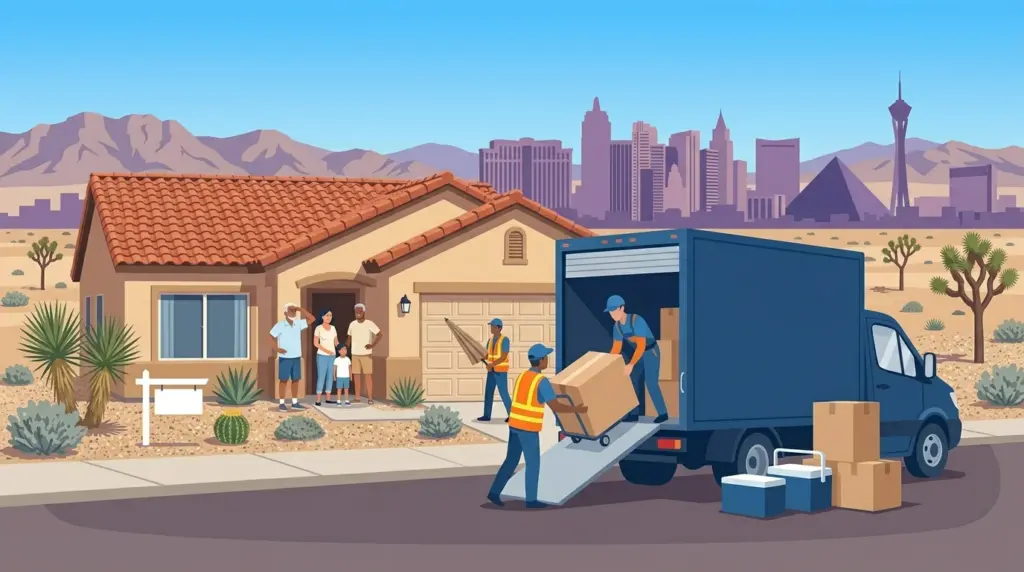 Illustrated guide to moving to Las Vegas, showing housing, neighbourhoods, costs and arrival