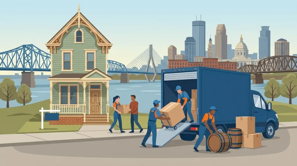 Illustrated guide to moving to Louisville, showing housing, neighbourhoods, costs and arrival