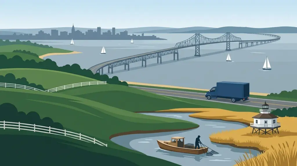 Illustrated guide to moving to Maryland, showing housing, neighbourhoods, costs and arrival