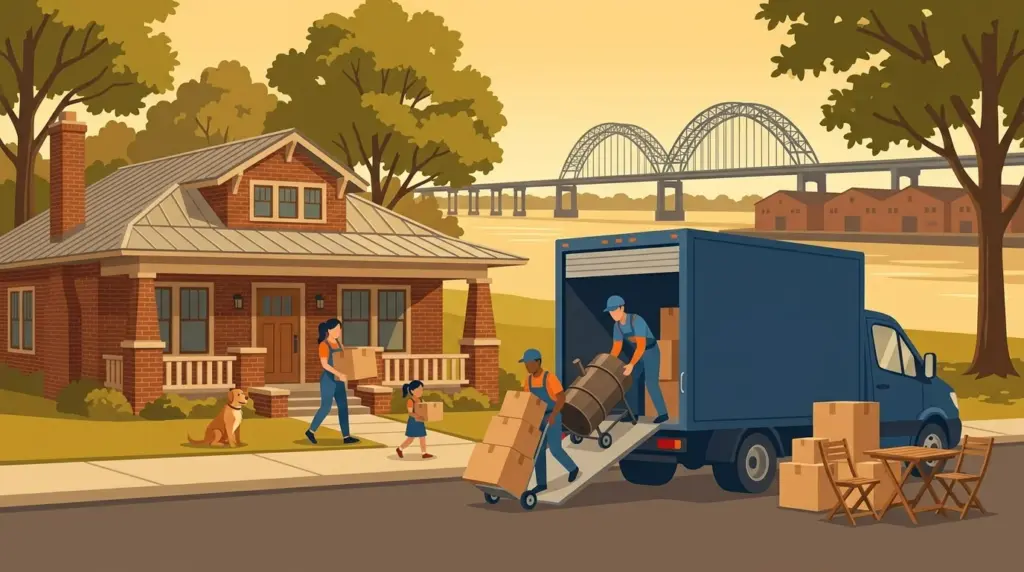 Illustrated guide to moving to Memphis, showing housing, neighbourhoods, costs and arrival