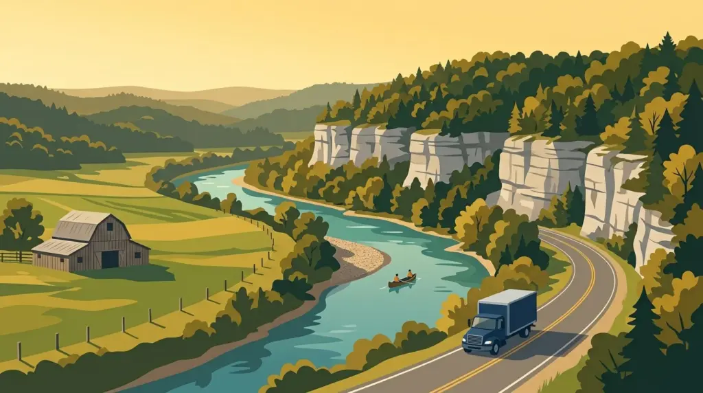 Illustrated guide to moving to Missouri, showing housing, neighbourhoods, costs and arrival