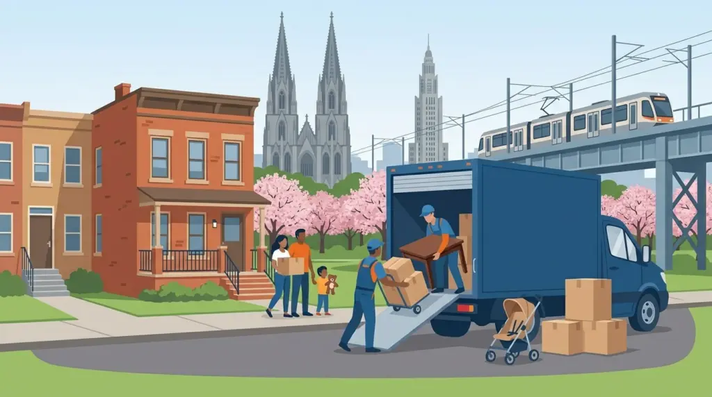 Illustrated guide to moving to Newark, NJ, showing housing, neighbourhoods, costs and arrival