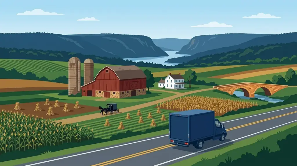 Illustrated guide to moving to Pennsylvania, showing housing, neighbourhoods, costs and arrival