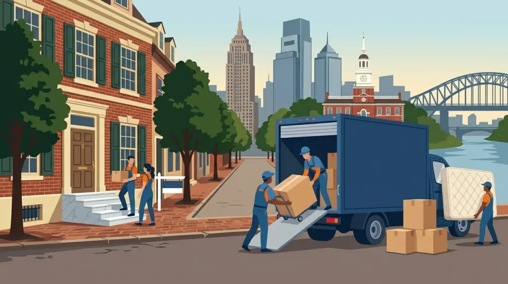 Illustrated guide to moving to Philadelphia, showing housing, neighbourhoods, costs and arrival