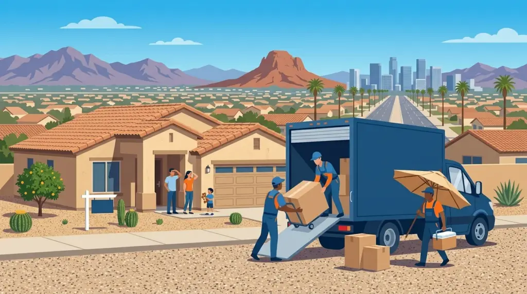 Illustrated guide to moving to Phoenix, showing housing, neighbourhoods, costs and arrival