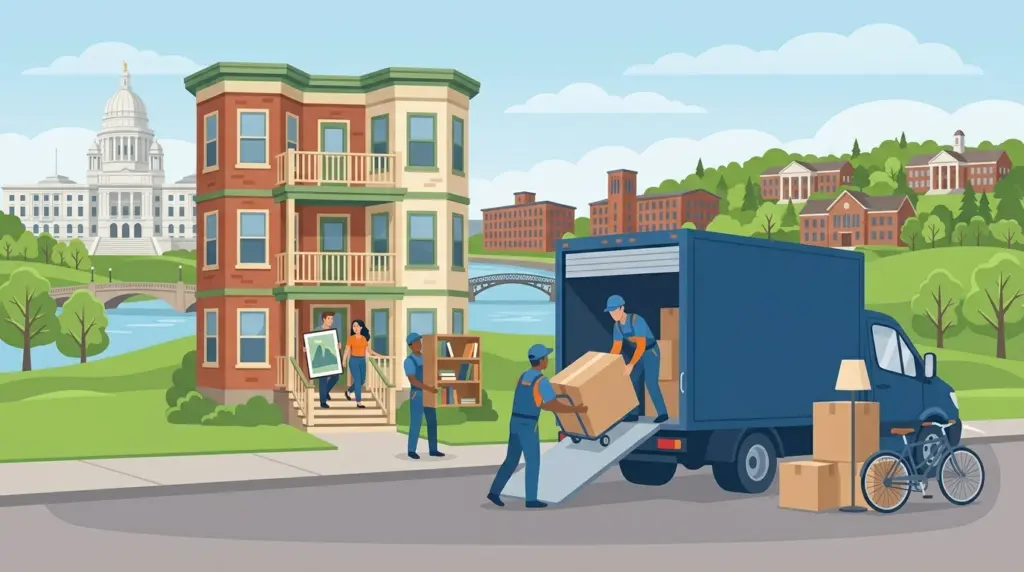 Illustrated guide to moving to Providence, showing housing, neighbourhoods, costs and arrival