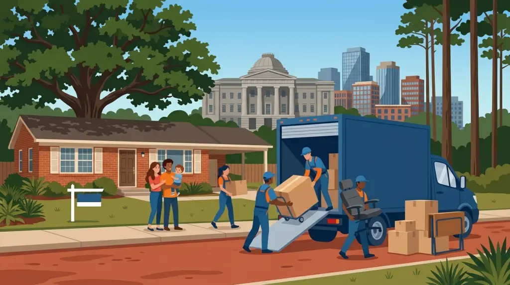 Illustrated guide to moving to Raleigh, showing housing, neighbourhoods, costs and arrival