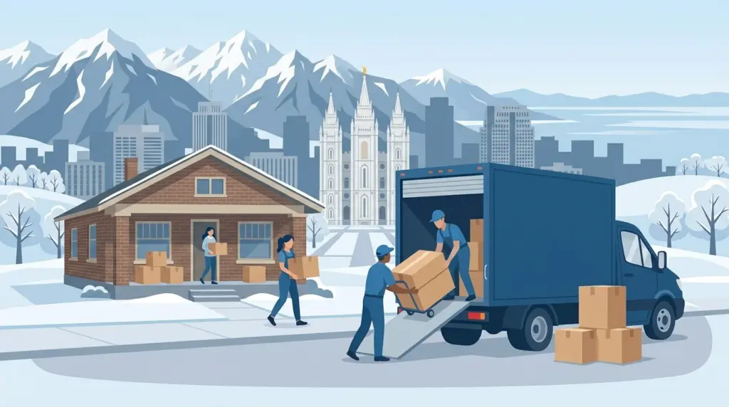 Illustrated guide to moving to Salt Lake City, showing housing, neighbourhoods, costs and arrival