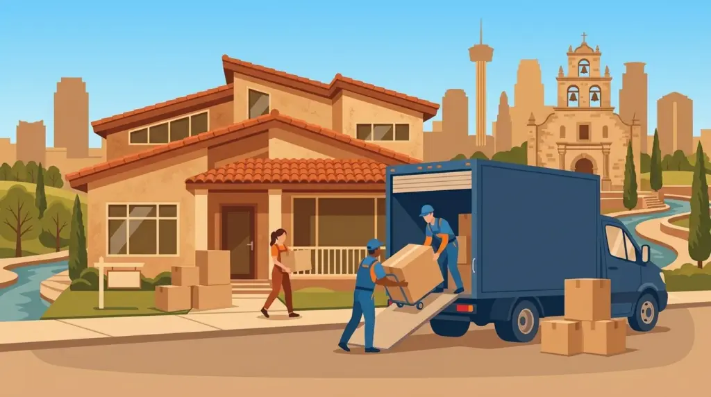 Illustrated guide to moving to San Antonio, showing housing, neighbourhoods, costs and arrival