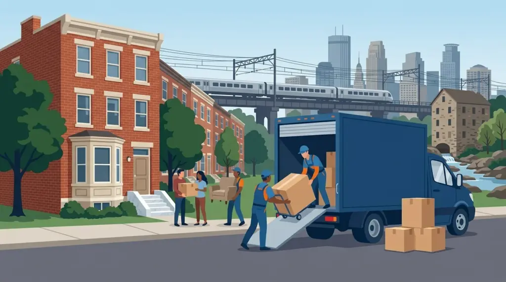 Illustrated guide to moving to Wilmington, DE, showing housing, neighbourhoods, costs and arrival