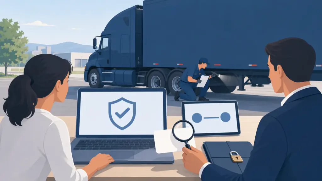 Illustration of verifying an interstate mover by USDOT number before booking