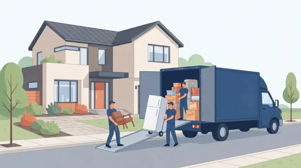 Illustration of the main drivers of moving cost, including distance, home size and services