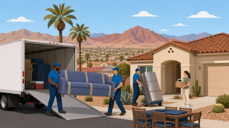 Illustrated guide to moving to Henderson, NV, showing housing, neighbourhoods, costs and arrival