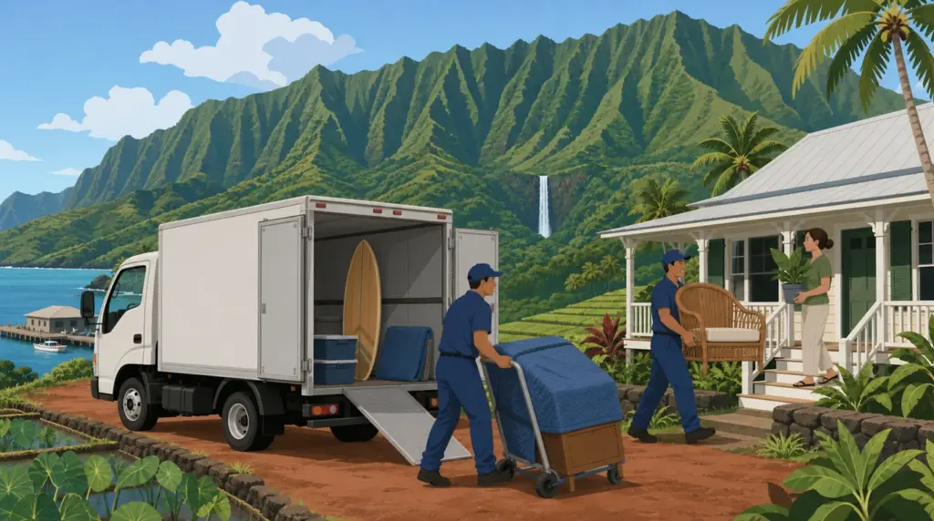 Illustrated guide to moving to Kauai, HI, showing housing, neighbourhoods, costs and arrival