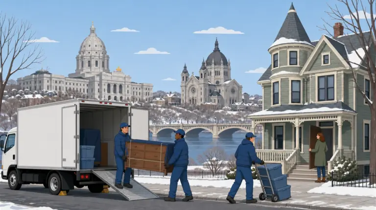 Illustrated guide to moving to St. Paul, MN, showing housing, neighbourhoods, costs and arrival