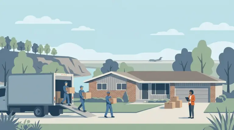 Illustrated guide to moving to Bellevue, NE, showing housing, neighbourhoods, costs and arrival