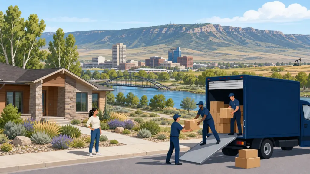 Illustrated guide to moving to Casper, WY, showing housing, neighbourhoods, costs and arrival