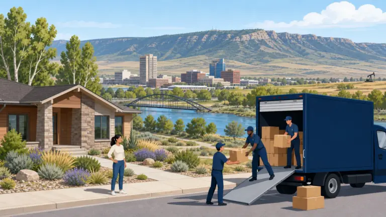 Illustrated guide to moving to Casper, WY, showing housing, neighbourhoods, costs and arrival