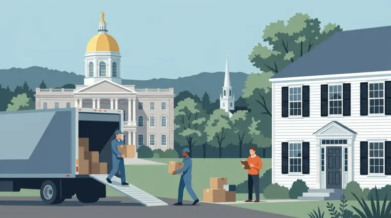 Illustrated guide to moving to Concord, NH, showing housing, neighbourhoods, costs and arrival