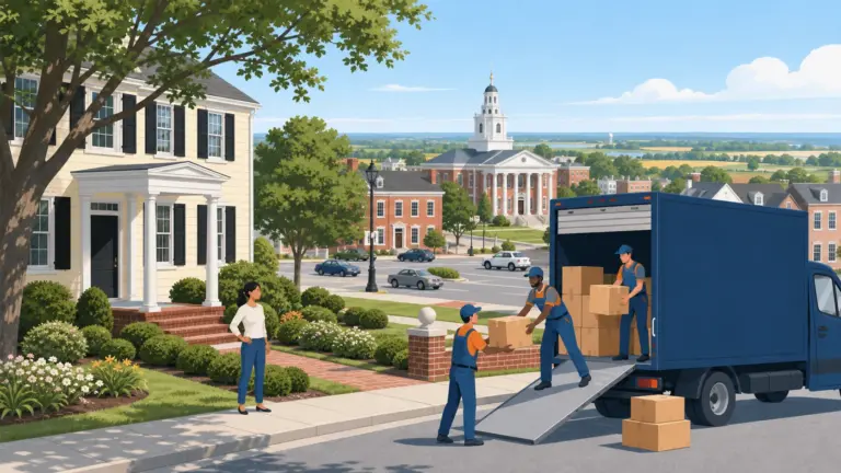 Illustrated guide to moving to Dover, DE, showing housing, neighbourhoods, costs and arrival