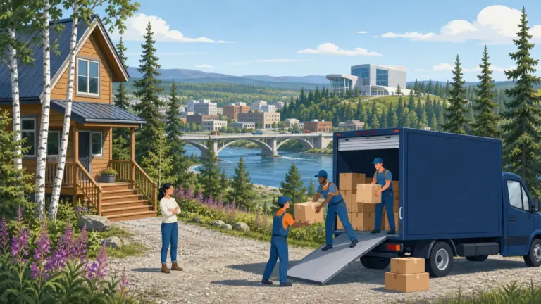 Illustrated guide to moving to Fairbanks, AK, showing housing, neighbourhoods, costs and arrival