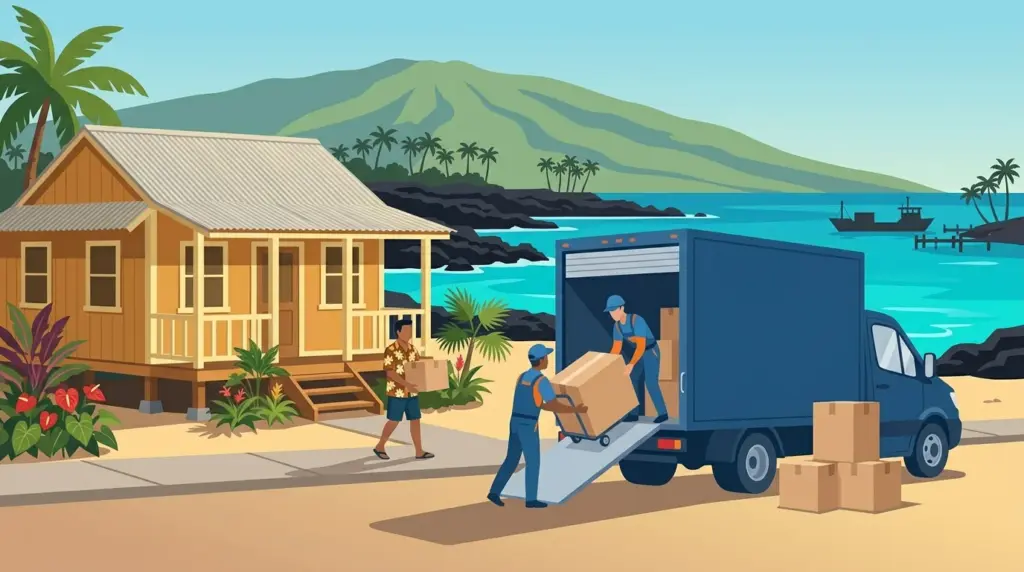 Illustrated guide to moving to Hawaii Island, showing housing, neighbourhoods, costs and arrival
