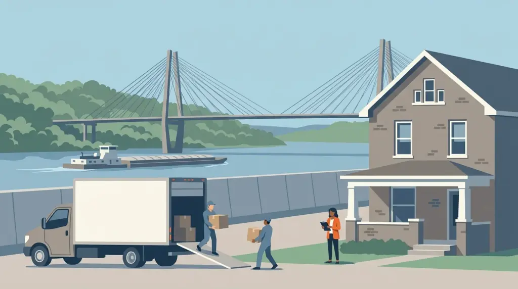 Illustrated guide to moving to Huntington, WV, showing housing, neighbourhoods, costs and arrival