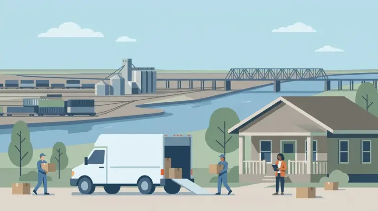 Illustrated guide to moving to Kansas City, KS, showing housing, neighbourhoods, costs and arrival