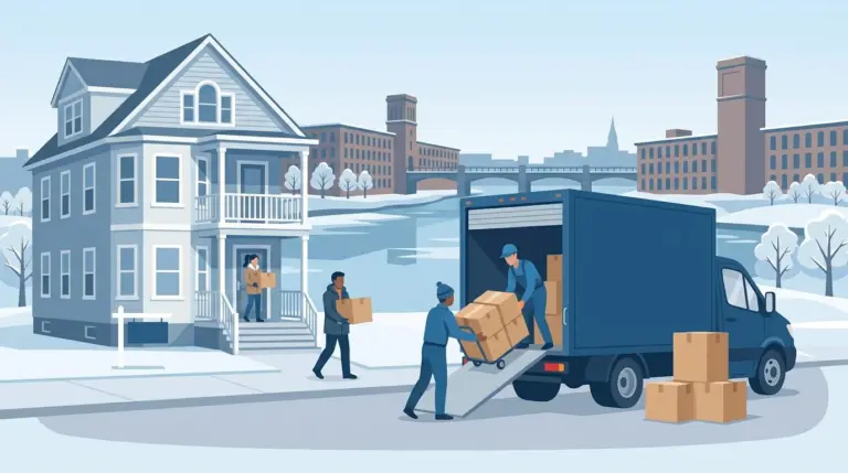 Illustrated guide to moving to Lewiston-Auburn, ME, showing housing, neighbourhoods, costs and arrival
