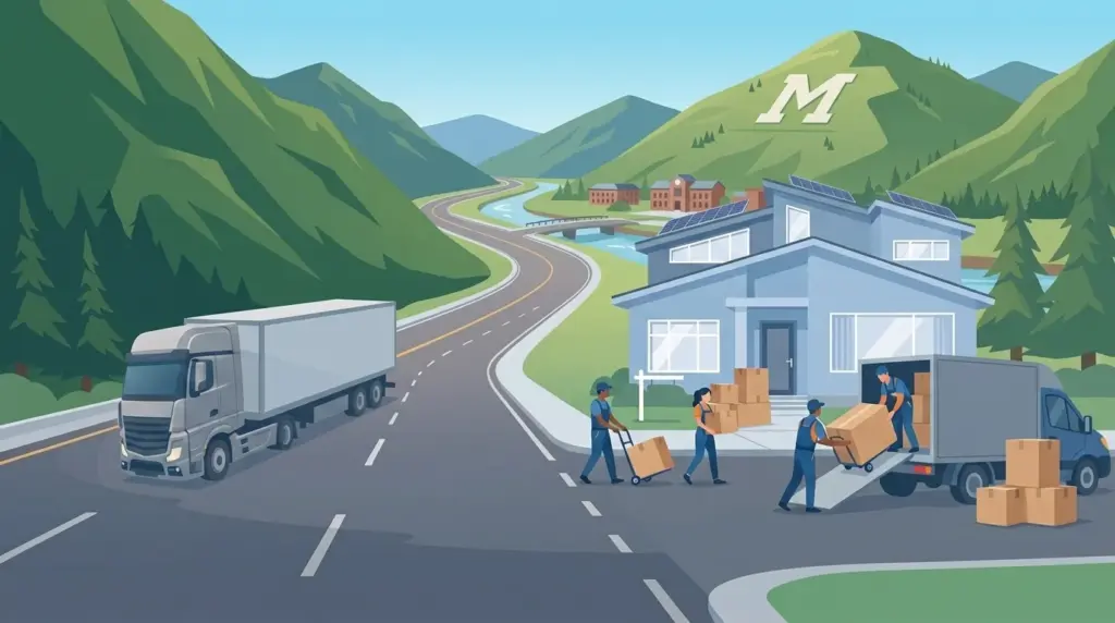 Illustrated guide to moving to Missoula, MT, showing housing, neighbourhoods, costs and arrival