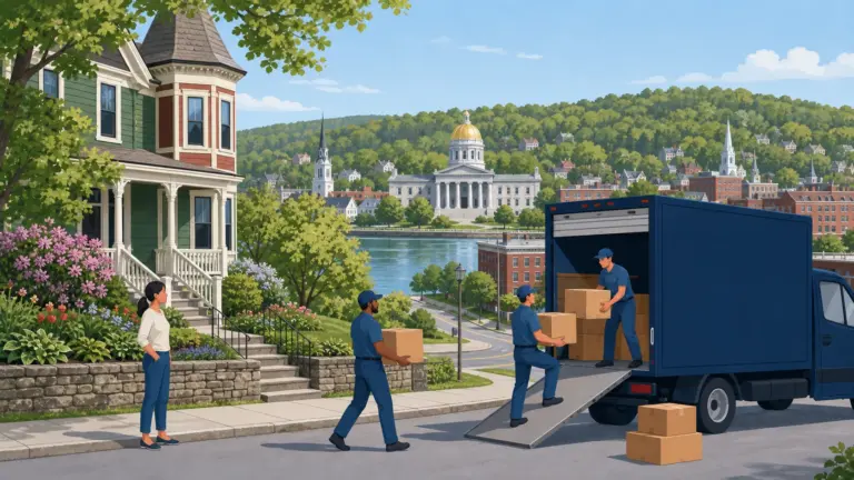 Illustrated guide to moving to Montpelier, VT, showing housing, neighbourhoods, costs and arrival