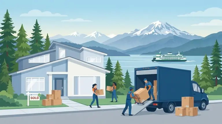 Illustrated guide to moving to Puget Sound, showing counties, ferries, bridges and commutes
